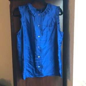 J Crew Tall silk pleated ruffle top